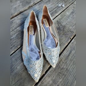 Badgley Mischka Women's Silver Embellished Flats